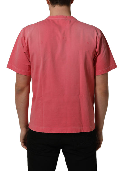 Dolce & Gabbana Pink Re-Edition Distressed Crew Neck T-shirt