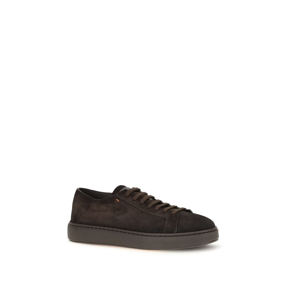 Santoni Brown Calf Leather Bos Taurus Sneakers