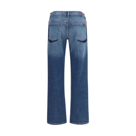 7FOR Blue Cotton Straight-Leg Jeans