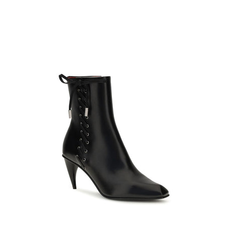 Alexander McQueen Black Calf Leather Bos Taurus Lace-Up Boots
