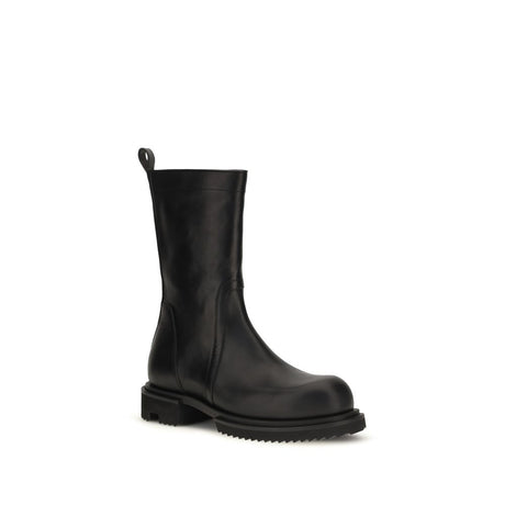 Rick Owens Black Calf Leather Bos Taurus Flat Boots