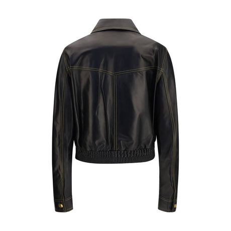Versace Black Lamb Ovis Aries Aries Leather Jacket