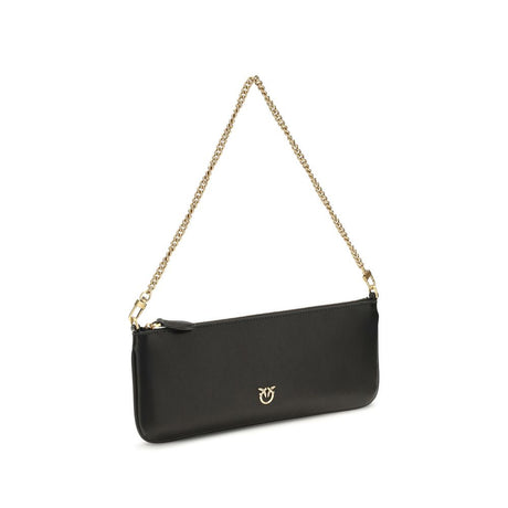 PINKO Black Calf Leather Bos Taurus Shoulder Bag