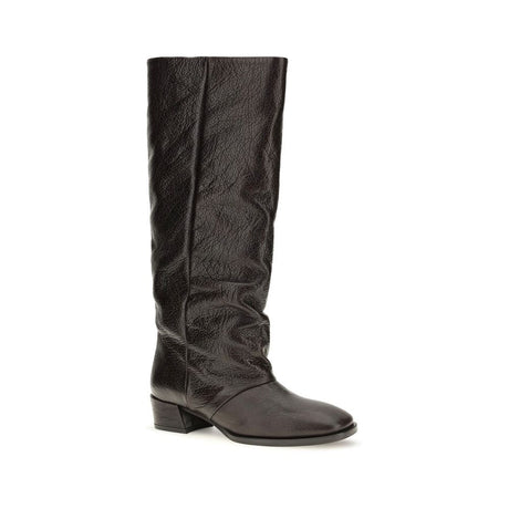 P.A.R.O.S.H. Brown Calf Leather Bos Taurus Flat Boots