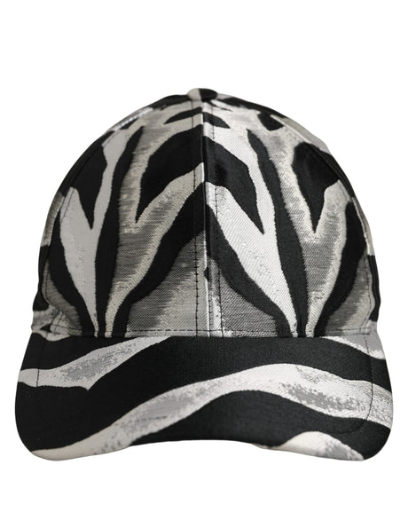 Dolce & Gabbana Men Black Silver Zebra Pattern Baseball Cap Hat