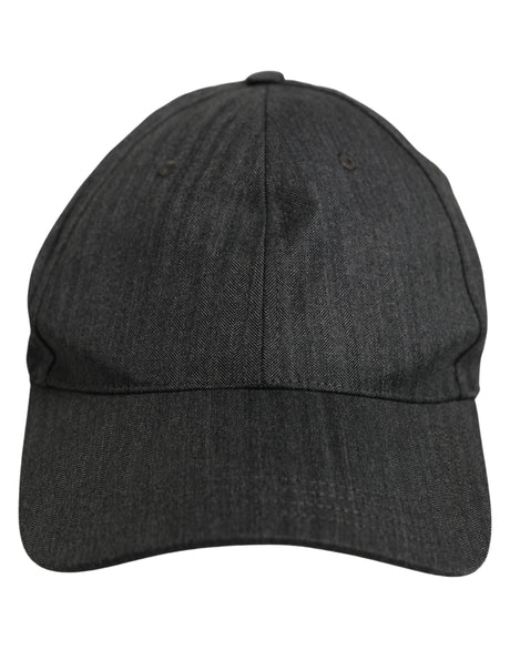 Dolce & Gabbana Men Dark Gray Herringbone Baseball Cap Hat
