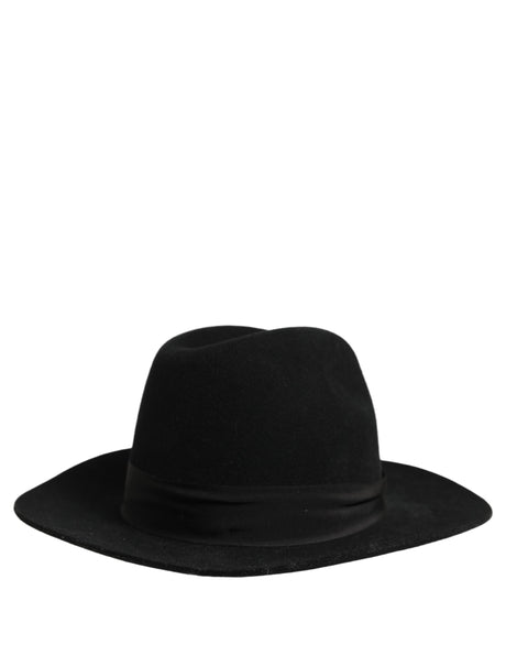 Dolce & Gabbana Men Black Classic Wide Brim Fedora Capello Hat