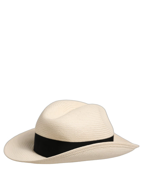 Dolce & Gabbana Men White Paper Straw Fedora Panama Capello Hat
