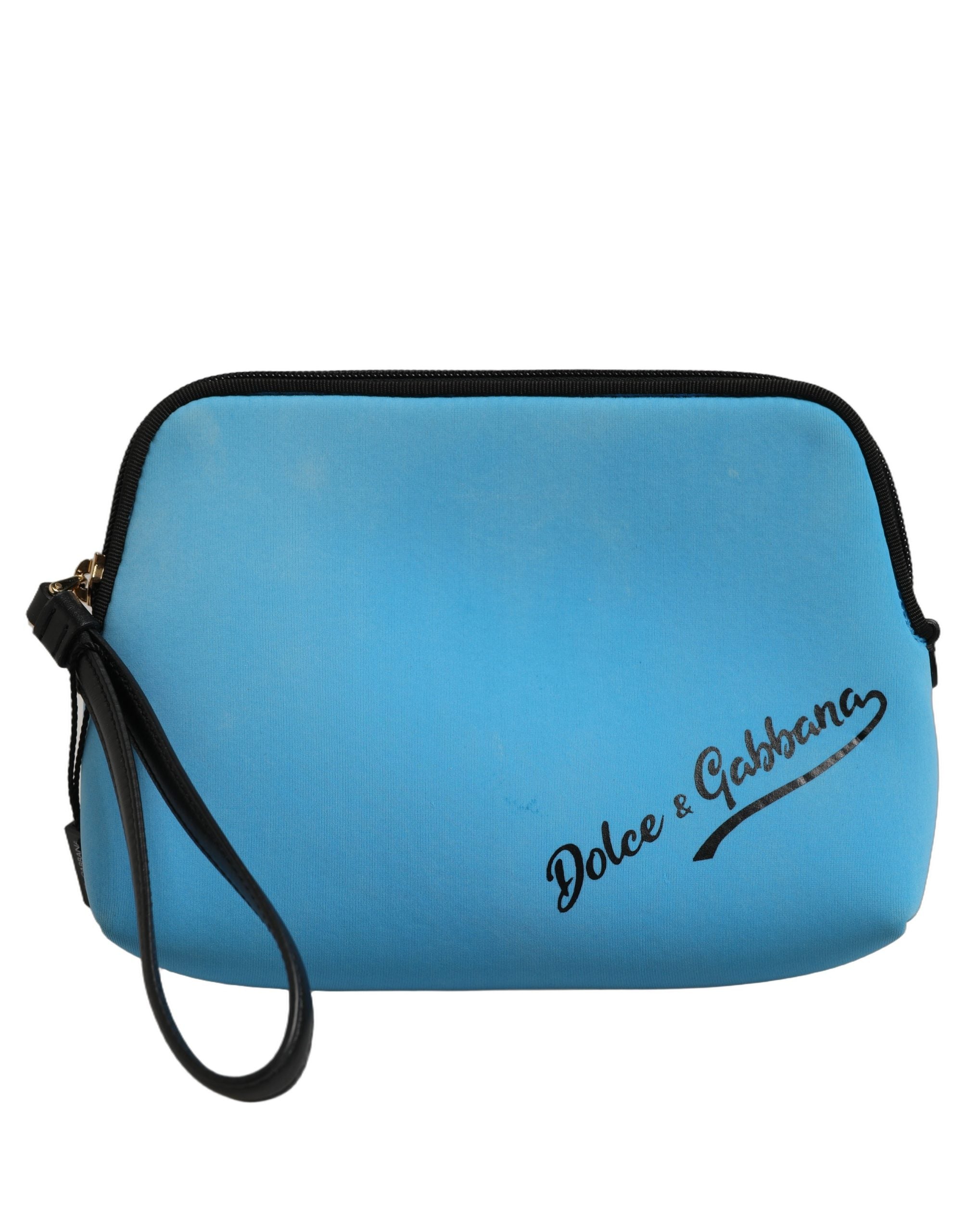 Dolce & Gabbana Blue Nylon DG Logo Print Clutch Zip Women Borse Pouch Bag