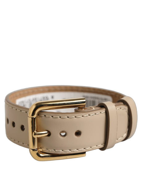 Dolce & Gabbana Beige Calfskin Leather Gold Buckle Belt Strap Bracelet