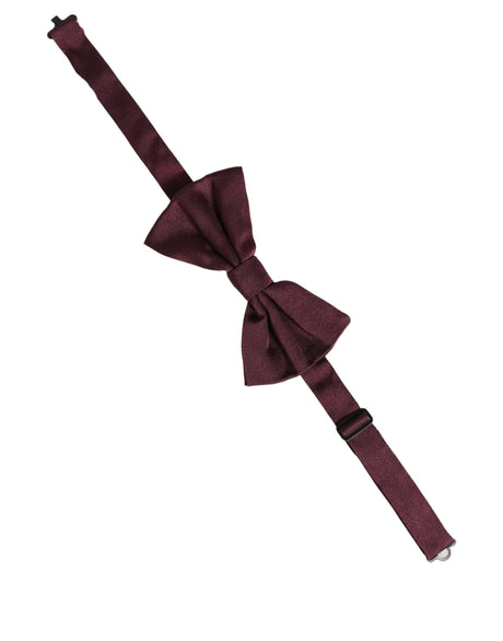 Dolce & Gabbana Men Maroon 100% Silk Adjustable Neck Papillon Bow Tie