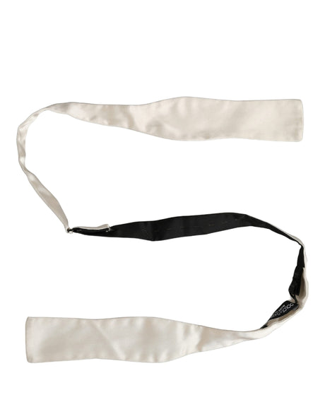 Dolce & Gabbana Men White 100% Silk Adjustable Neck Papillon Bow Tie
