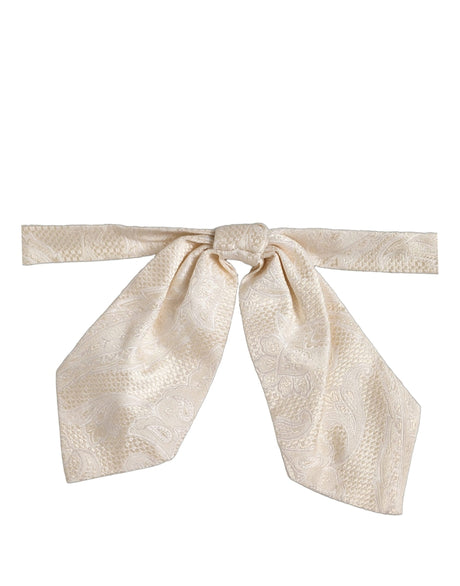Dolce & Gabbana Men Ivory Paisley SIlk Adjustable Neck Papillon Bow Tie