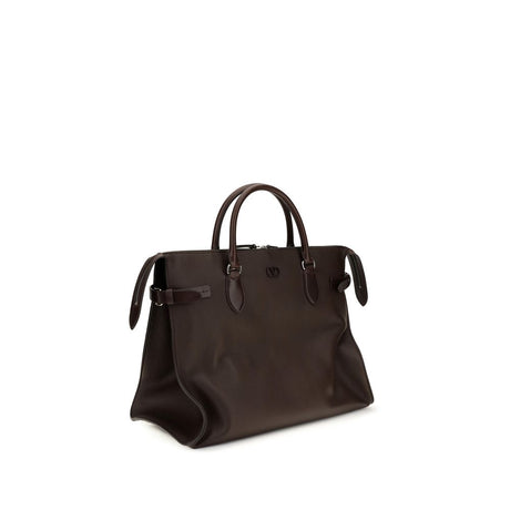Valentino Garavani Brown Calf Leather Bos Taurus Shoulder Bag