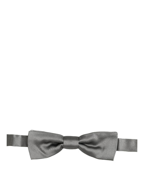 Dolce & Gabbana Men Gray 100% Silk Adjustable Neck Papillon Bow Tie