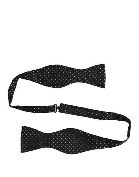 Dolce & Gabbana Black White Polka Dot Adjustable Neck Papillon Bow Tie