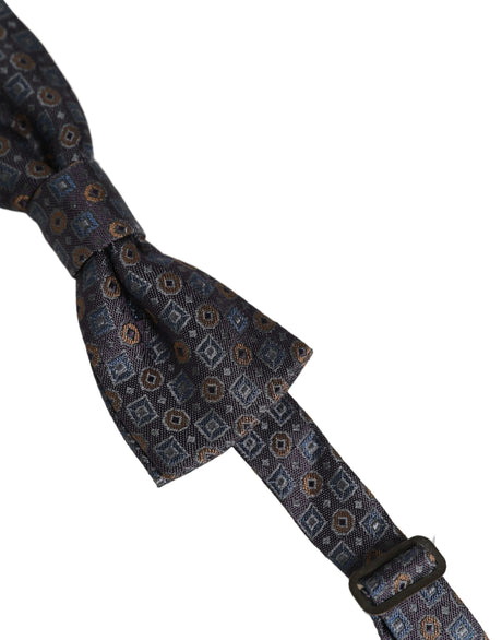 Dolce & Gabbana Men Dark Gray Geometric Adjustable Neck Bow Tie