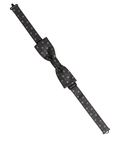 Dolce & Gabbana Men Dark Gray Geometric Adjustable Bow Tie