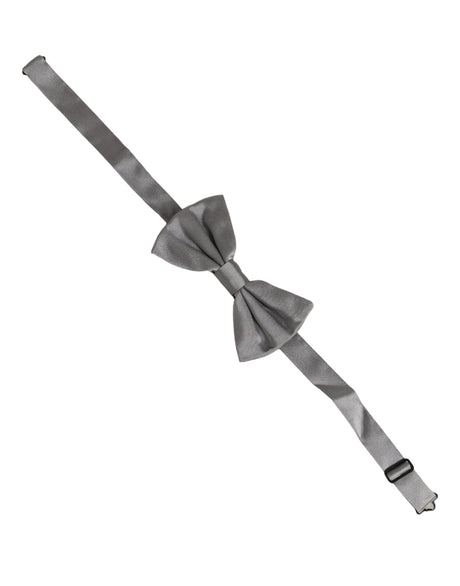 Dolce & Gabbana Men Gray 100% Silk Adjustable Neck Papillon Bow Tie
