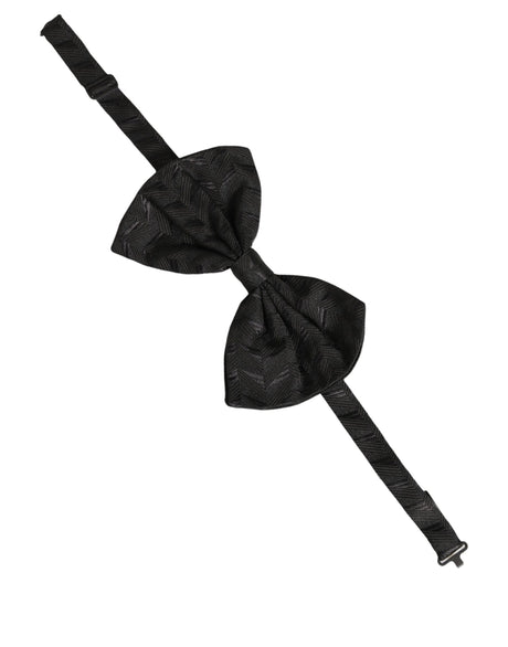 Dolce & Gabbana Men Black Patterned Adjustable Neck Papillon Bow Tie