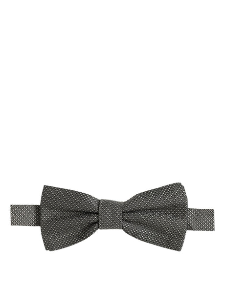 Dolce & Gabbana Men Gray Silk Patterned Adjustable Neck Papillon Bow Tie