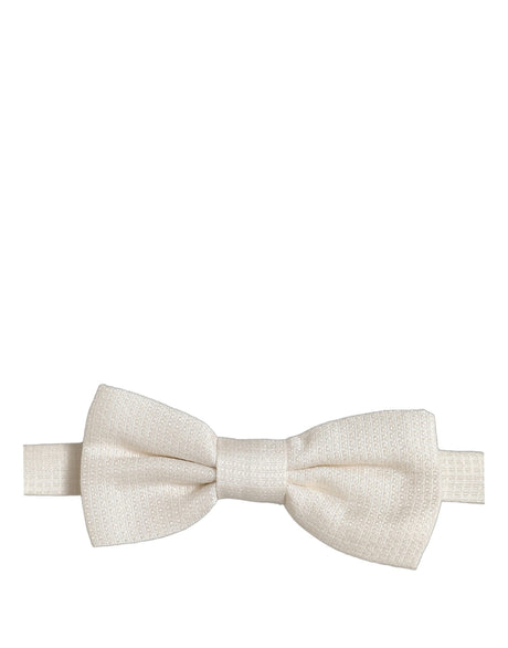 Dolce & Gabbana Men Off White Silk Adjustable Neck Papillon Bow Tie