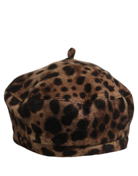 Dolce & Gabbana Brown Leopard French Style Beret Capello Hat