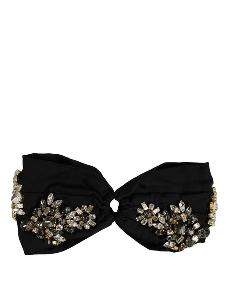 Dolce & Gabbana Black Silk Crystal Embellishment One Size Headband
