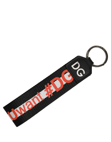 Dolce & Gabbana Multicolor Logo Polyester Brass Holder Keychain Keyring