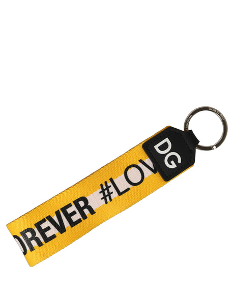 Dolce & Gabbana Multicolor Logo Polyester Brass Holder Keychain Keyring