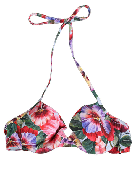 Dolce & Gabbana Top Multicolor Floral Print Beachwear Bikini