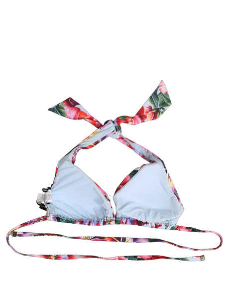 Dolce & Gabbana Multicolor Floral Triangle Beachwear Bikini Top