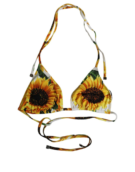 Dolce & Gabbana Multicolor Floral Halter Beachwear Bikini Top