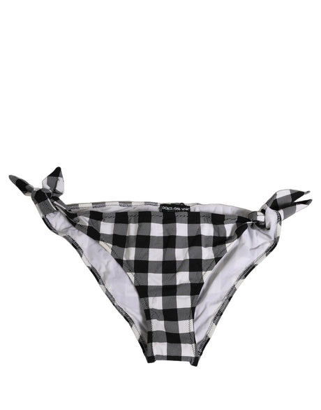 Dolce & Gabbana Black White Checkered Beachwear Bikini Bottom