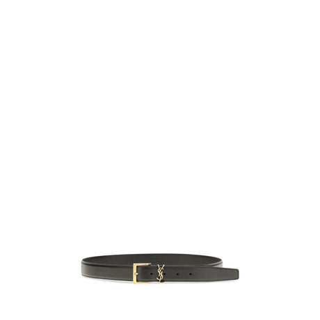 Saint Laurent Black Calf Leather Bos Taurus Regular Belt