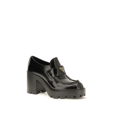 Prada Black Calf Leather Bos Taurus Platform Loafers