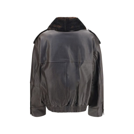 Loulou De Saison Brown Calf Leather Bos Taurus Bomber