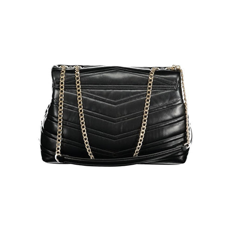 Mario Valentino Nero Polyurethane Women's Bag with Chain Shoulder Strap