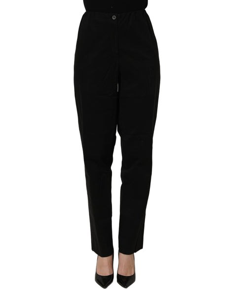 QL2 Black High-Waisted Straight Chino Women Trouser Pants