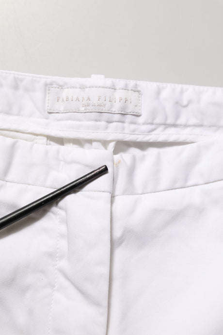 Fabiana Filippi White Low Waist Straight Formal Trouser Pants