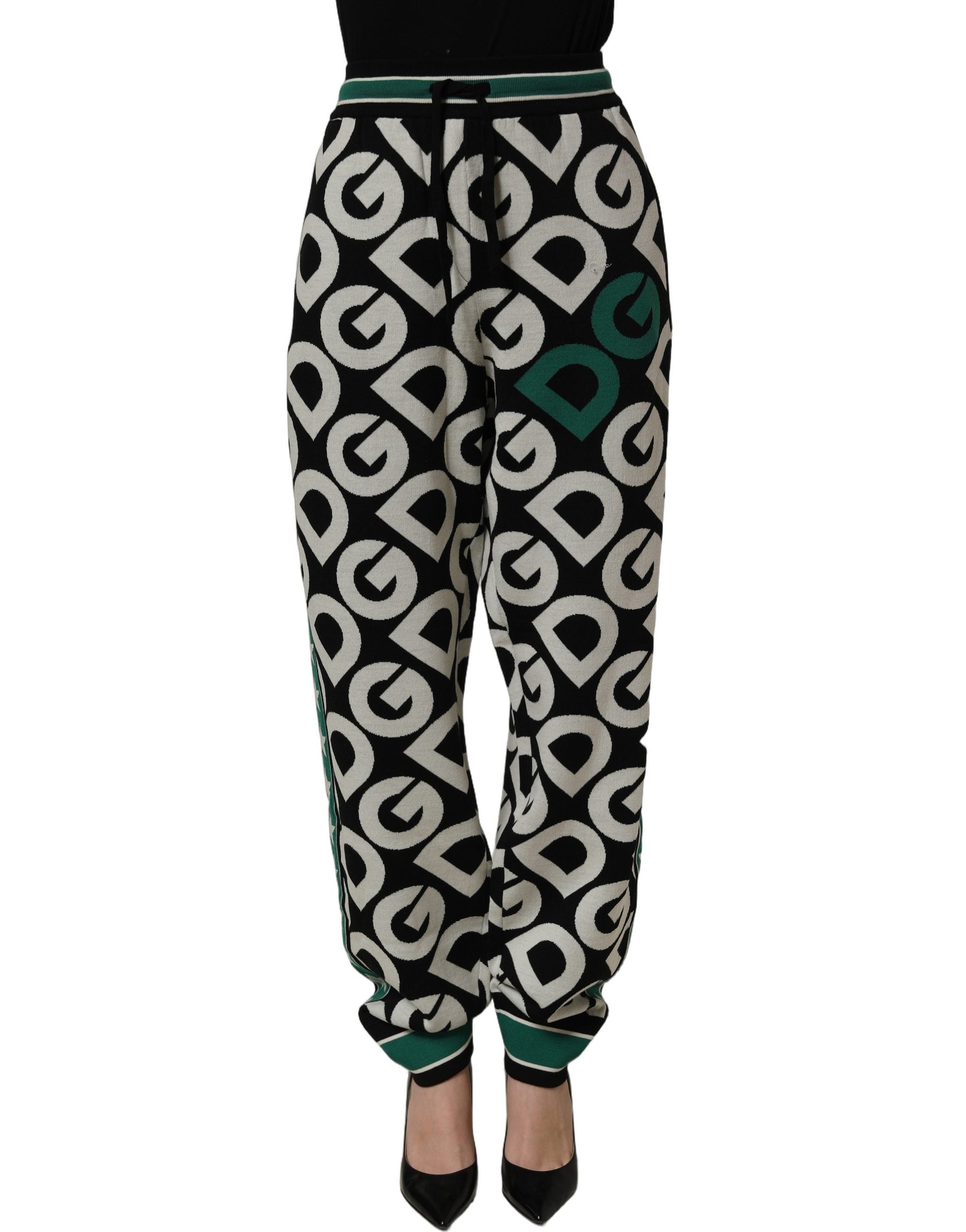 Dolce & Gabbana Black Wool Logo Jogger Sweatpants Pants