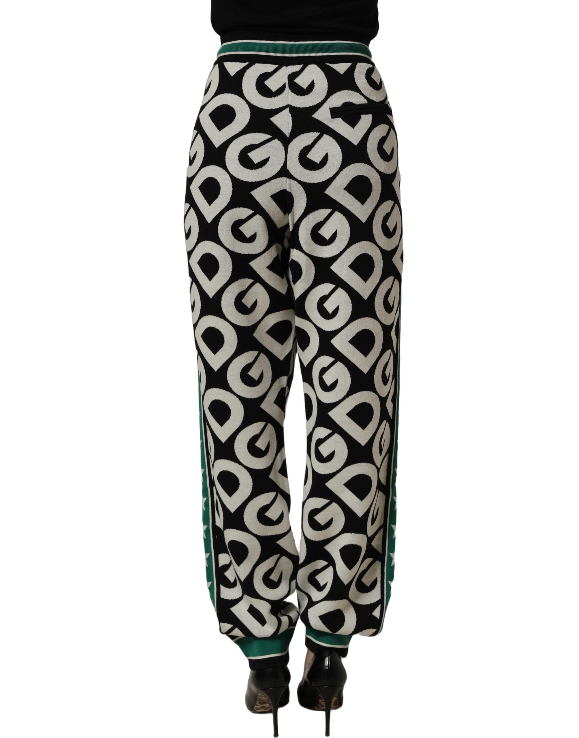 Dolce & Gabbana Black Wool Logo Jogger Sweatpants Pants