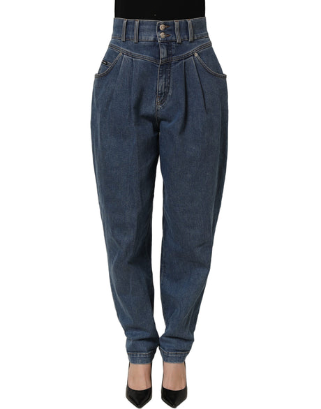 Dolce & Gabbana Dark Blue Cotton Stretch Tapered Denim Jeans