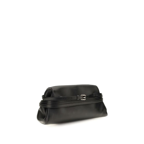 Moschino Black Goatskin Clutch Bag