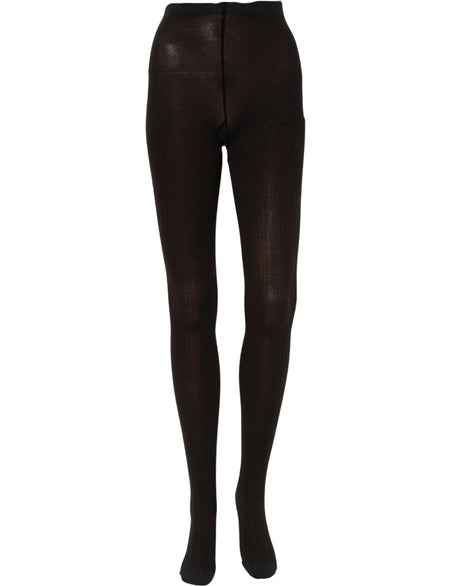 Dolce & Gabbana Socks Black Wool Tights Stocking Pantyhose One Size