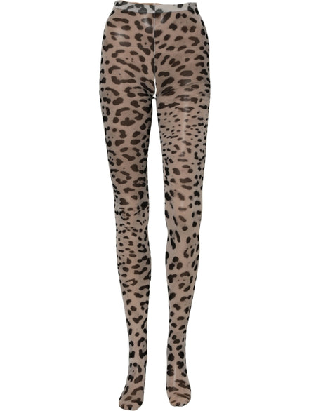 Dolce & Gabbana Gray Leopard Nylon Tights Stocking Pantyhose Socks