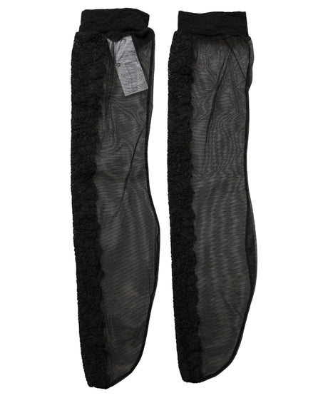 Dolce & Gabbana Black Nylon Mesh Sheer Calf Long Accessory Socks