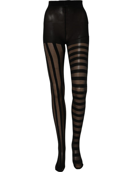 Dolce & Gabbana Black Nylon Stripes Tights Stockings Pantyhose Socks