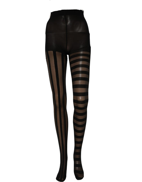 Dolce & Gabbana Black Stripes Tights Stockings Pantyhose Socks