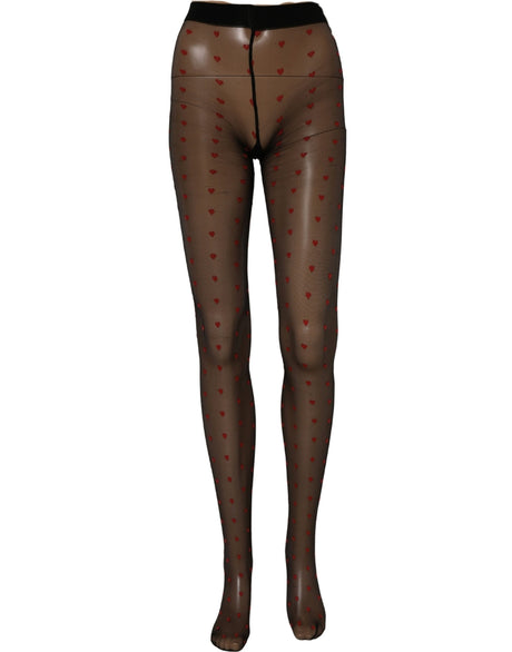 Dolce & Gabbana Black Nylon Hearts Tights Stocking Pantyhose Socks